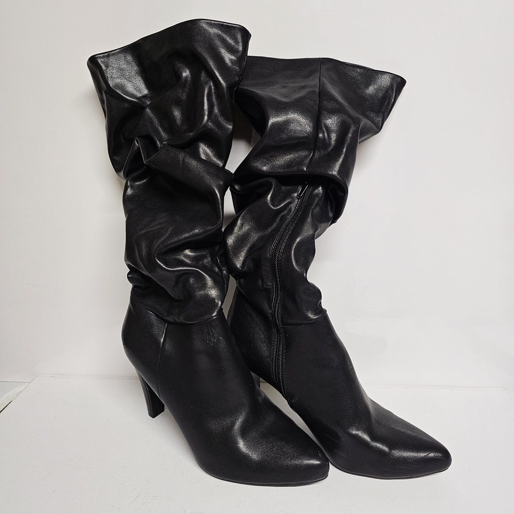 🖤 Christian Siriano for Payless Black Slouchy High Heel Boots – Size 8.5W